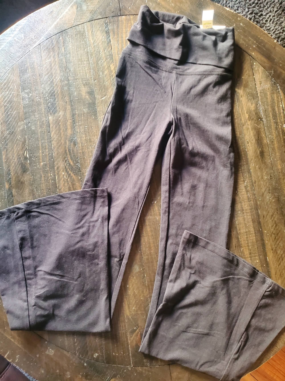 aerie Black Fold-Over Waist Super Flare Leggings